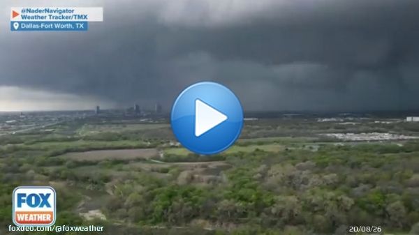 Drone video captured a stunning look at severe storms rolling through the Dallas-Fort Worth metro area on Thursday night. #DFWwx  Watch FOX Weather as live storm coverage continues: