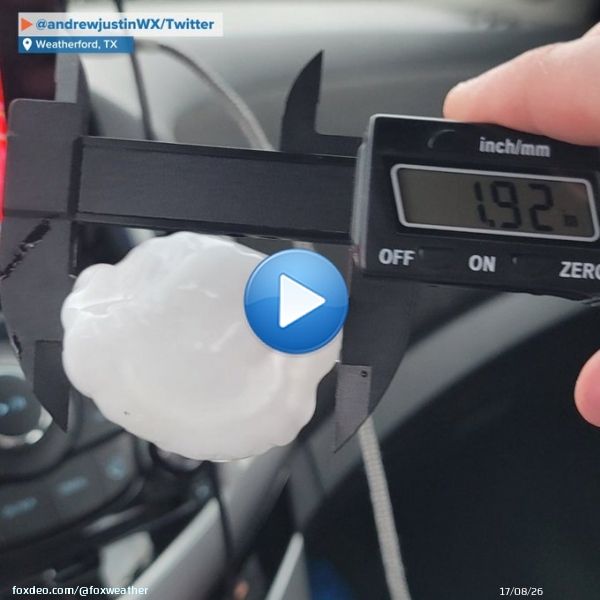 Severe storms are moving into the Dallas-Fort Worth area and the hail is getting big! This was the hail in Weatherford, just outside of Fort Worth. #DFWwx  Watch Live:  Share your weather photos and videos with us: