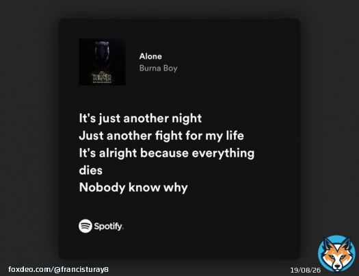 What @burnaboy did here is more than a song, it goes to the depth of the heart and soul.    #Alone #WakandaForever #BurnaBoy