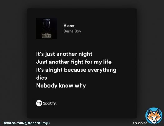 What @burnaboy did here is more than a song, it goes to the depth of the heart and soul.    #Alone #WakandaForever #BurnaBoy