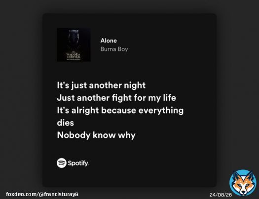 What @burnaboy did here is more than a song, it goes to the depth of the heart and soul.    #Alone #WakandaForever #BurnaBoy