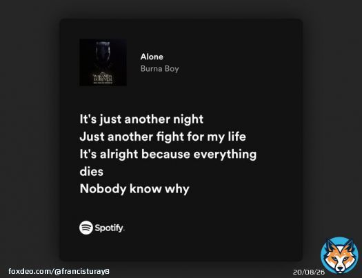 What @burnaboy did here is more than a song, it goes to the depth of the heart and soul.    #Alone #WakandaForever #BurnaBoy