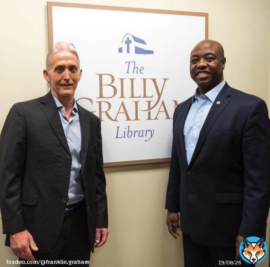Happy Birthday to former Republican Congressman @TGowdySC! Here&rsquo;s a photo from when he and @SenatorTimScott visited @TheBGLibrary in Charlotte.