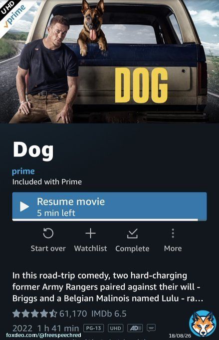 To all my military friends; who have worked with, or lived with a military dog or a military ptsd dog; (as I have), this is a good movie. For me; I had some tissues nearby. Channing Tatum; aced another good one. Enjoy.