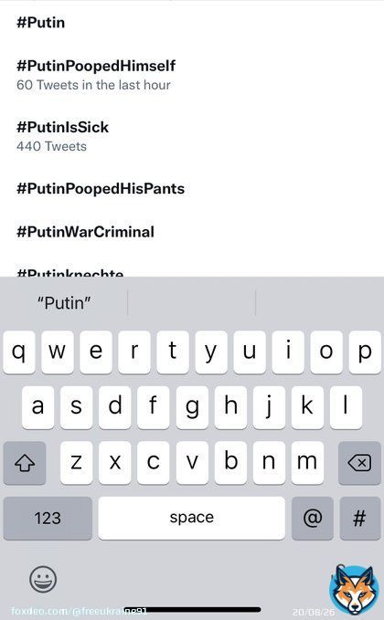 Typed in #Putin and look what popped up lol  #PutinPoopedHimself and #PutinIsSick and #PutinPoopedHisPants and #PutinWarCriminal. Would be a shame if those truths kept trending right?