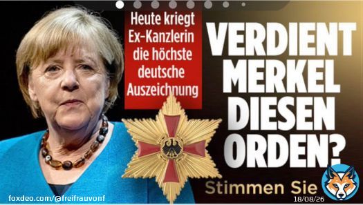 Wof&uuml;r Herr #NichtmeinPr&auml;sident?  F&uuml;r den gef&uuml;hligen, dummen Atomausstieg, die EU-Schuldenunion, f&uuml;r ein 'grenzenloses' Deutschland, f&uuml;r die Vergr&uuml;nung des Landes, f&uuml;r die Aufgabe der Wehrpflicht oder f&uuml;r ddie Abh&auml;ngigkeit von Putin?  #Merkel #Orden #Grosskreuz
