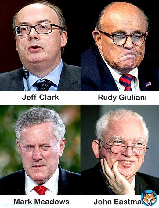 J6 Committee to make four criminal referrals to DOJ: Jeffery Clark: Willing to weaponize the DOJ for trump's coup. Rudy Giuliani: Led efforts to overturn election, filing bogus lawsuits. Mark Meadows: Colluded with Ginni Thomas. John Eastman: Centrall role in coup conspiracy.