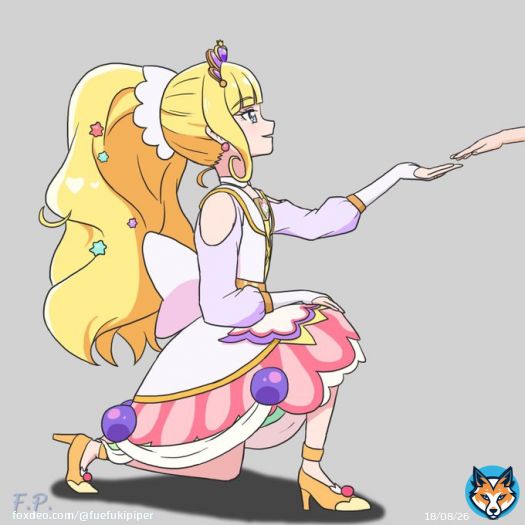 デパプリ感謝祭プレミアム公演のOP、プリキュアと声優さんが一緒に出てくる時、茅野さんをジェントルにお迎えしていたフィナーレ。 まだヤムヤムたちが舞台中央にいた時だからあまり目立たなかったけど、惚れましたね、これは…! #precure #デパプリ感謝祭 #キュアフィナーレ
