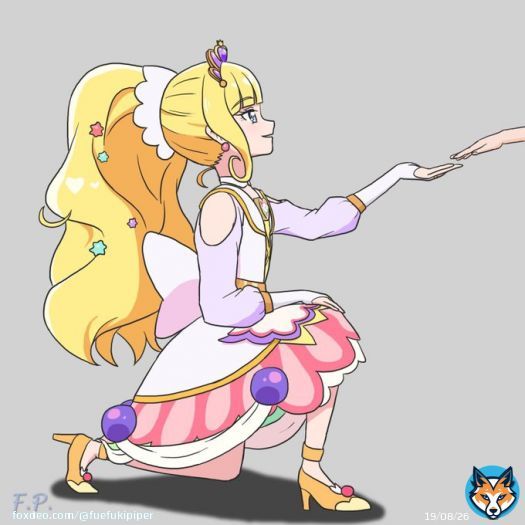 デパプリ感謝祭プレミアム公演のOP、プリキュアと声優さんが一緒に出てくる時、茅野さんをジェントルにお迎えしていたフィナーレ。 まだヤムヤムたちが舞台中央にいた時だからあまり目立たなかったけど、惚れましたね、これは&hellip;！ #precure  #デパプリ感謝祭 #キュアフィナーレ
