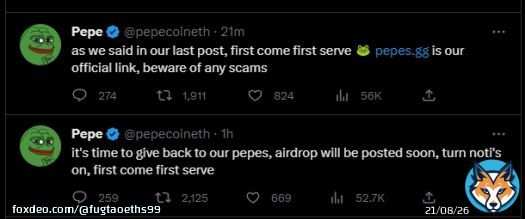 BREAKING   $PEPE JUST ANNOUNCED THEIR OFFICIAL AIRDROP. BEWARE OF ANY SCAMS, CLAIM NOW      $WAGMI #SquidGrow #PEPECOIN TO THE MOON #100x #CryptoUpdate #MongArmy #PSYOP #PEPEPISLOVE #PEPEARMY $TSUKA #TSUKA $TURBO #Pulsechain #Bitcoin $LHINU