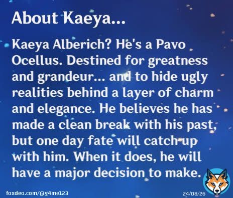 All of you conspirator theorist saying Kaeya is just 'a random dude' from khaenriah I hope both sides of your pillow is warm   I trust Mona and I will cling into her saying about him-  he was destined to for greatbess and grandeur... He WILL play a bbig role in the future