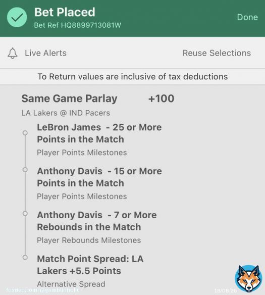 Day 1: $100-$100,000 +300 challenge - 2 +100 Same Game Parlays = +300 odds - Love targeting Lakers vs Pacers and Bucks vs Clippers! Should both be competitive, high scoring games! This should hit with ease! GL!