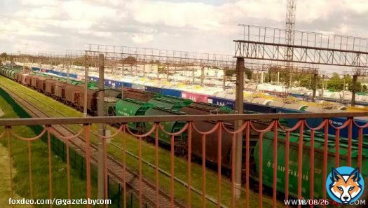 Фотофакт. Железнодорожный вокзал &laquo;Барановичи-Полесские&raquo; &ndash; практически все пути заняты грузовыми вагонами, в том числе &laquo;Беларуськалия&raquo;, которые днями стоят в режиме ожидания.