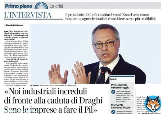.@CarloBonomi_ (@Confindustria ): &ldquo; Sono le #imprese a fare il #PIL&rdquo; via @Corriere @L_Economia   #crisidigoverno #economia #ElezioniPolitiche2022   @ConfindCanavese @ConfPiem @Assolombarda @UITORINO