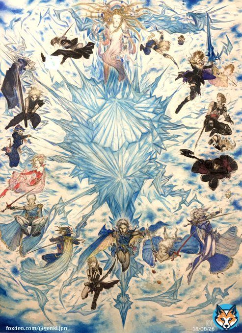 Yoshitaka Amano Art - Final Fantasy 25th Anniversary Main Visual! #FinalFantasy