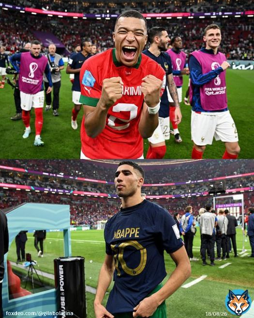 Kylian Mbappe & Achraf Hakimi bertukar jersey setelah pertandingan Prancis vs Maroko selesai  #FIFAWorldCup