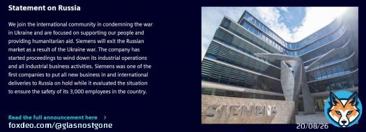 Exit from Putin's Russia continues. @Siemens announced it 'will exit the Russian market as a result of the #Ukraine war.' #Siemens is 1 of the world's largest producers of energy-efficient, resource-saving technologies & has worked with Russia sia since 1850s