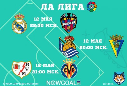 #LaLiga   Реал Мадрид VS Леванте   Реал Сосьедад VS Кадис   Райо Вальекано VS Вильярреал    #лалига #футбол #новости #спорт