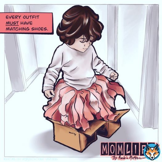 Every outfit MUST have matching shoes.  #momlife #momlifecomics #momlifecomix #girlmom #matching #matchingshoes #momofgirls #momofgirlslife  Follow momlife_comix on insta and fb