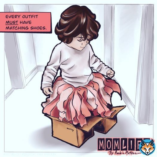 Every outfit MUST have matching shoes.  #momlife #momlifecomics #momlifecomix #girlmom #matching #matchingshoes #momofgirls #momofgirlslife  Follow momlife_comix on insta and fb