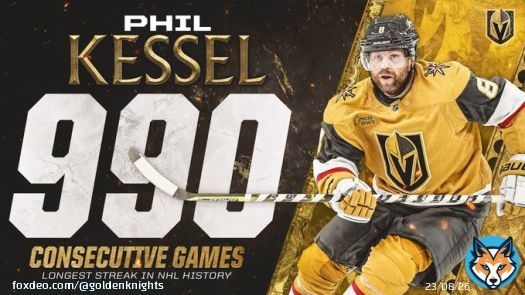 THE PUCK IS DOWN AND PHIL KESSEL IS OFFICIALLY THE IRONMAN OF THE NHL   #VegasBorn | #TheGoldenAge