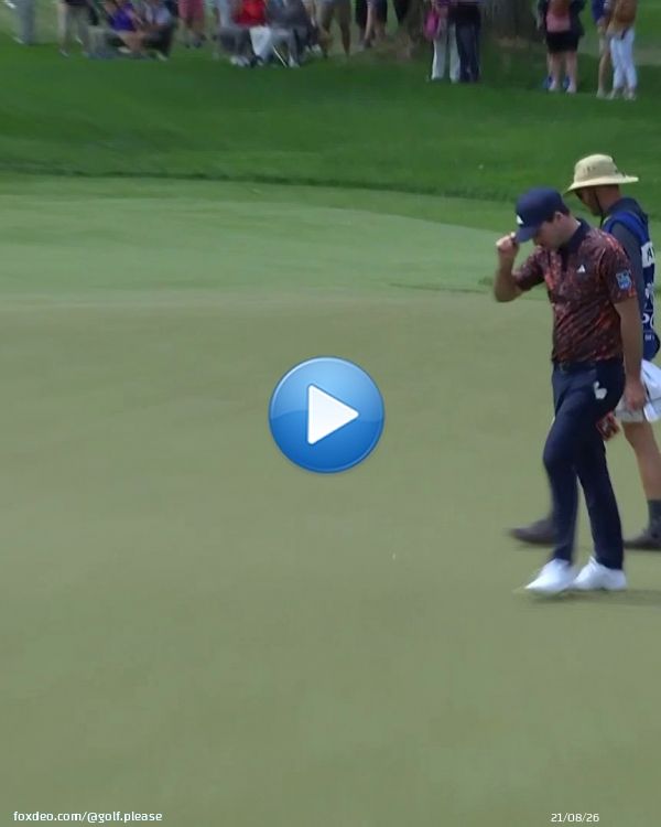 Nick Taylor sinks a birdie putt from 67 feet away. He's now six shots behind leaders Bryson DeChambeau and Justin Rose. #PGAChamp