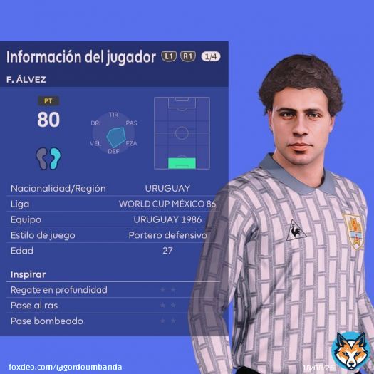 Fernando &Aacute;lvez - Uruguay  Copa Mundial de F&uacute;tbol de 1986 para #efootballPES2021 PC