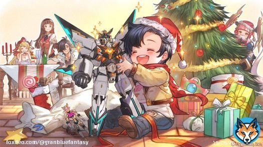 【グランブルーファンタジー】本日はクリスマス!ということで、イラストチームよりプレゼントをもらって喜ぶテツロウと温かく見守るハレゼナ、マリエ、シロウのイラストをお届け!……おや?彼を見つめているのは3人だけではないようですね。皆さまのもとにも素敵な幸せが訪れますように! #グラブル