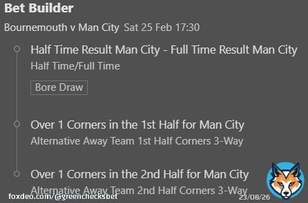 Bournemouth V Man City  BetBuilder  1 Unit 5:30 PM GMT  2.75 @ Bet365 #bettingtips #bettingsports #bettingtwitter #sportsbettor #sportsbet #GamblingTwitter #bettingtipster #tipster