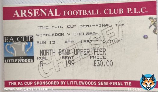Happier times. This day 1997. For those that weren&rsquo;t born or were too young you won&rsquo;t understand how good it was. Believe me. Wimbledon 0 Chelsea 3 at Highbury #FACup #CFC