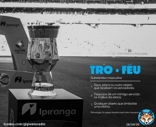 Tro•féu No dicionário: Taça, placa ou outro objeto que recebem os vencedores. É bom explicar, tem gente que pode ter esquecido. #GRExJUV #GrêmioHep7a #Gauchão2024