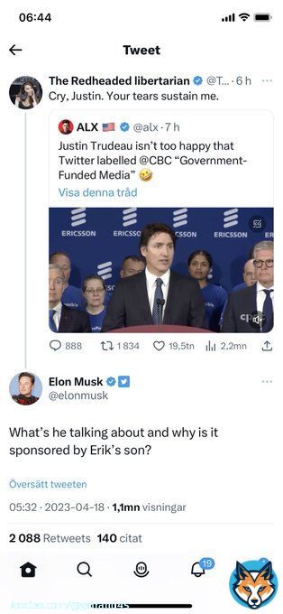 Ericsson running the show in Canada with Trudeau and financing ISIS and Al Qaida are also controlling media via RedBee. Can it be more obvious @elonmusk?