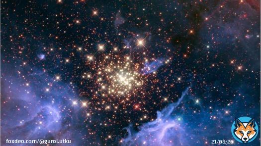 Wie ein Feuerwerk sieht diese &bdquo;Hubble&ldquo;-Aufnahme aus. Tats&auml;chlich handelt es sich um das Sternentstehungsgebiet NGC 3603 im Sternbild &bdquo;Kiel des Schiff&ldquo;. Der Nebel ist etwa 20.000 Lichtjahre entfernt und l&auml;ngst nicht so friedlich, wie er aussieht: UV-Strahlung und  1/3