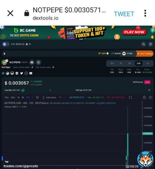 Guys !!! I smell Millions here #NOTPEPE , Definitely it has ability to reach in between 20M - 100M capability #memecoin  , Community is Bullish now $NPEPE on dip at 250K , Right Time to invest some #eth    #bitcoin #pepe #BOB #notbob