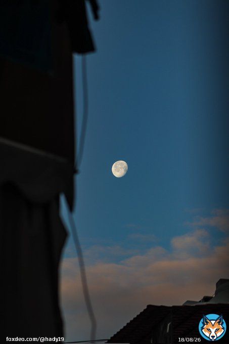The moon over Beirut at sunrise this morning.