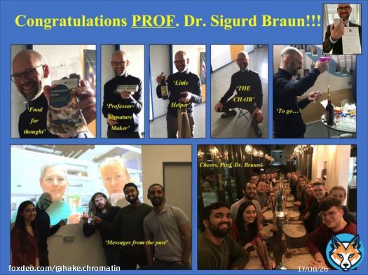 We warmly welcome Sigurd Braun (@TheBraunLab) as newly appointed JLU Professor! He and his international team of PhD students joined us in 2021 via the renowned DFG Heisenberg program. Of course, this special moment had to be celebrated with all Institute for Genetics' members.