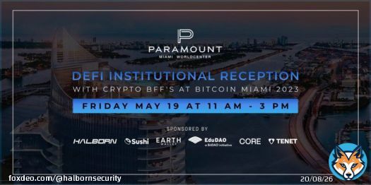 Join us at the #DeFi Institutional Reception we're hosting with our #crypto BFFs @SushiSwap @EarthWallet @Edu_DAO @Coredao_Org @tenet_org during @TheBitcoinConf in Miami this week!    RSVP    #Bitcoin2023 #Bitcoin