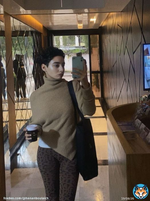 Photo by Hanan \ud83e\udd70 on January 26, 2026. May be a selfie of polo neck, mirror, cornflower and text.