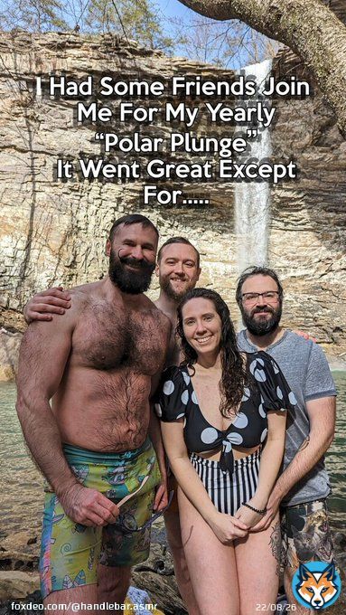 You Can Tell How Cold It Is From How Red I Get  At Least It Had A Happy Ending. #friends #adventure #outdoors #outside #nature #natural #waterfall #view #instagood #instadaily #reels #bear #beard #barba #glasses #goodvibes #goodtimes #goodmorning #m&hellip;