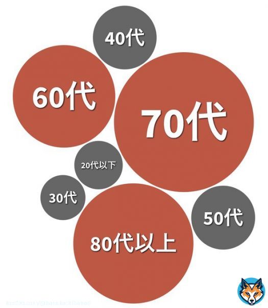 住民税非課税世帯(2333万世帯)  ・20代以下(96万世帯): <br>4. 11% ・30代(83万世帯): <br>3. 56% ・40代(166万世帯): <br>7. 12% ・50代(167万世帯): <br>7. 16% ・60代(430万世帯): <br>18. 43% ・70代(800万世帯): <br>34. 29% ・80代以上(591万世帯): <br>25. 33%  #HaruDataVisualization