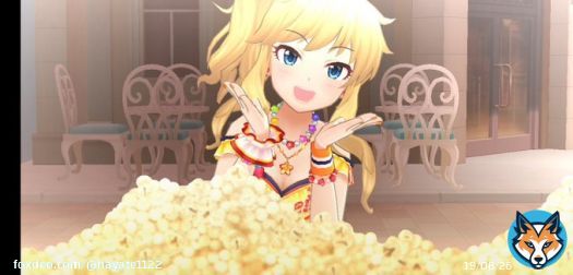 【デレステ】  ポップコーンがいーっぱい！！  両手を頬に 本家、唯ちゃん(о&acute;&forall;`о)  って、千佳ちゃん&Sigma;(ﾟ&forall;ﾟ;ﾉ)ﾉ！？ 大量のポップコーンに埋もれてる〜！！www でも、めっちゃかわいい(≧&forall;≦)  #デレステスクショ #大槻唯 #横山千佳