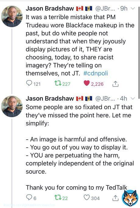 This is the best response to the endless &ldquo;Blackface&rdquo; photos & mentions trotted out by the CPC to excuse every single CURRENT palling around with white nationalists, neo-Nazis & other far right extremists. #cdnpoli #PierrePoilievreIsBroken