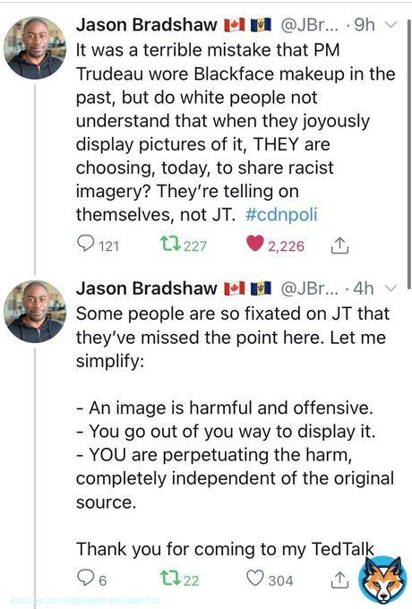 This is the best response to the endless &ldquo;Blackface&rdquo; photos & mentions trotted out by the CPC to excuse every single CURRENT palling around with white nationalists, neo-Nazis & other far right extremists. #cdnpoli #PierrePoilievreIsBroken