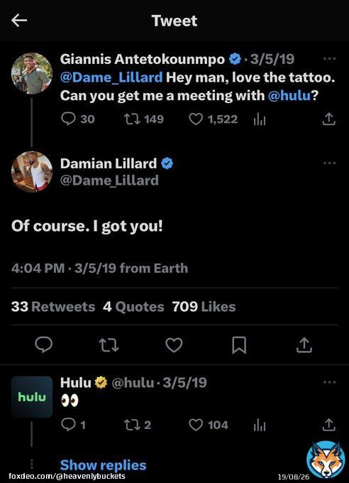 Wait&hellip; did Damian Lillard get Giannis his Hulu Sponsorship?