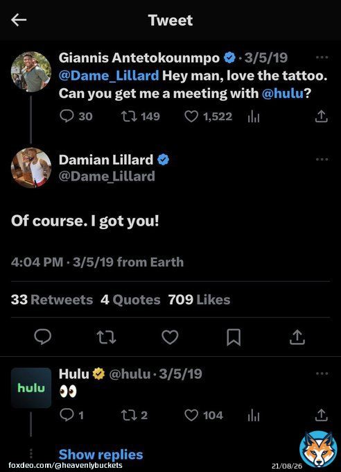 Wait&hellip; did Damian Lillard get Giannis his Hulu Sponsorship?