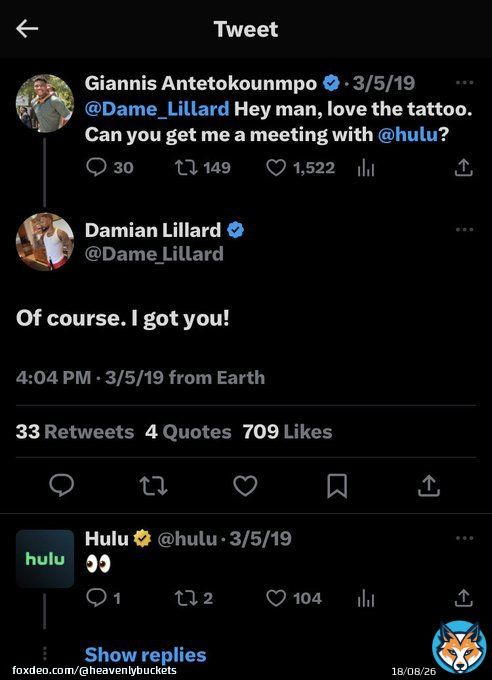 Wait&hellip; did Damian Lillard get Giannis his Hulu Sponsorship?