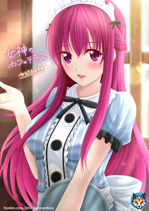 「ファミリアへようこそ！」  今日からアニメ楽しみ！ 次は紅葉さん描きます  #絵描きさんと繋がりたい #女神のカフェテラス #幕澤桜花