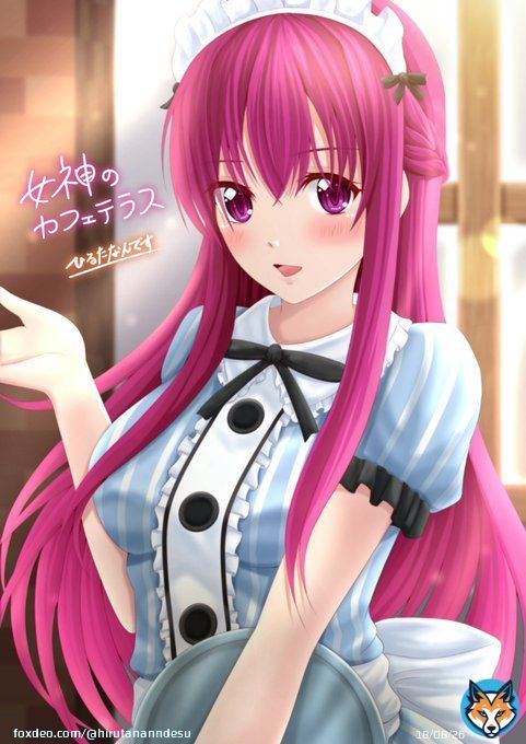 「ファミリアへようこそ！」  今日からアニメ楽しみ！ 次は紅葉さん描きます  #絵描きさんと繋がりたい #女神のカフェテラス #幕澤桜花