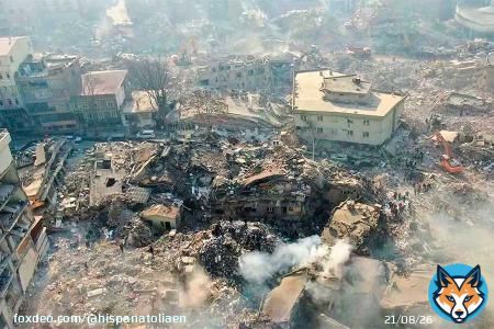 #Earthquake in #Turkey has left more than 43,500 dead so far. 80% of the city of #Kahramanmaraş, the epicenter of the 7.8 and 7.6 #earthquakes occurred on February 6, has suffered damage. #TurkeyEarthquake