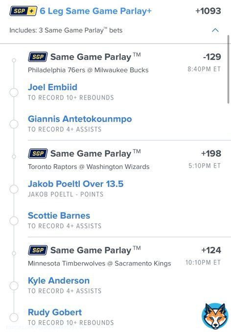 +1093 Odds Parlay  Been knocking on the door every night. Let&rsquo;s bust it down tonight   #gamblingtwitter